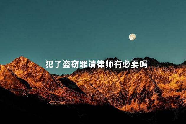 犯了盗窃罪请律师有必要吗